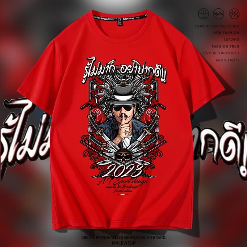 D816เสื้อยืดแขนสั้ง ผ้านุ่มยืดได้ใส่สบายฯ ลายแฟชั่งสวยน่ารักใส่ได้ทั้งชายและหญิง รูปที่ 4