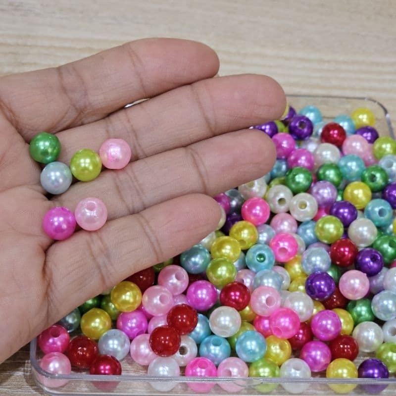 DC13 ลูกปัดมุกเคลือบสี ขนาด 8 มิล จำนวน 100 ชิ้น สำหรับใช้กับฐานรองเกษร ตกแต่งเหรียญโปรยทาน งานฝีมือต่างๆ รูปที่ 8