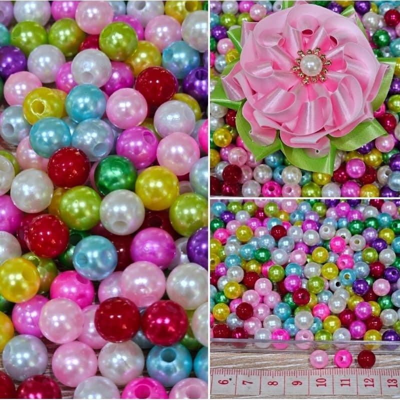 DC13 ลูกปัดมุกเคลือบสี ขนาด 8 มิล จำนวน 100 ชิ้น สำหรับใช้กับฐานรองเกษร ตกแต่งเหรียญโปรยทาน งานฝีมือต่างๆ รูปที่ 1
