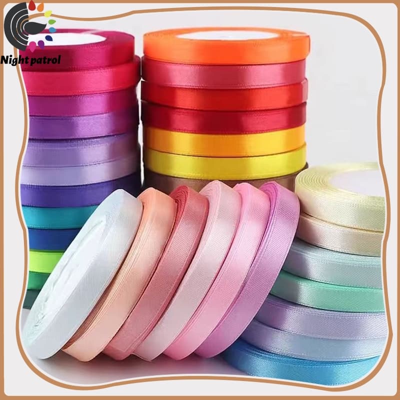 ริบบิ้นผ้าซาติน หน้ากว้าง 0.6 ยาว 25 หลา/ม้วน สําหรับตกแต่งงานหัตถกรรม 50สี