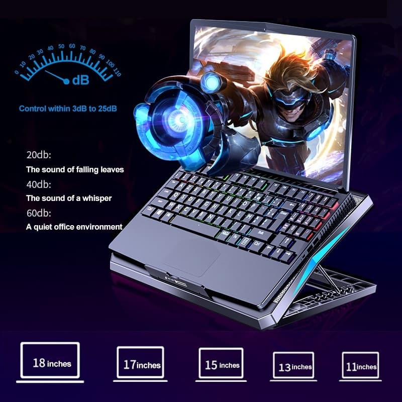พัดลมโน๊ตบุ๊ค แท่นวางโน้ตบุ้คLaptop Cooling Pad 6LED รูปที่ 3
