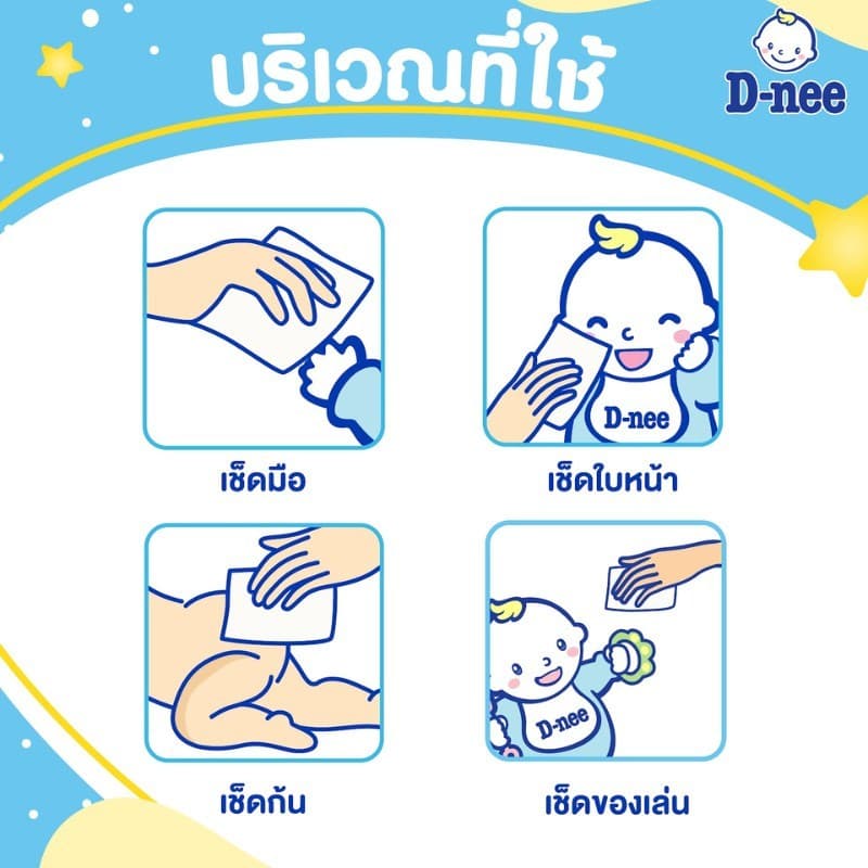 D-nee ดีนี่ สำลีก้อน สำลีแผ่น สำลีก้าน สำหรับเด็ก ฝ้ายบริสุทธิ์100% สำลีก้านเล็ก คอตตอนบัดเด็ก ทิชชู่เปียกเด็ก รูปที่ 9