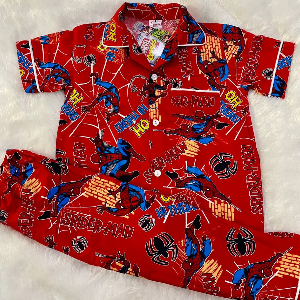 New!!! Spiderman ชุดนอนเด็ก ลายสไปเดอร์แมน ลิขสิทธิ์แท้ ซุปเปอร์ฮีโร่ มาเวล สำหรับเด็กอายุ 2-12 ปี ผ้าคอตตอน100% ใส่สบาย รูปที่ 7