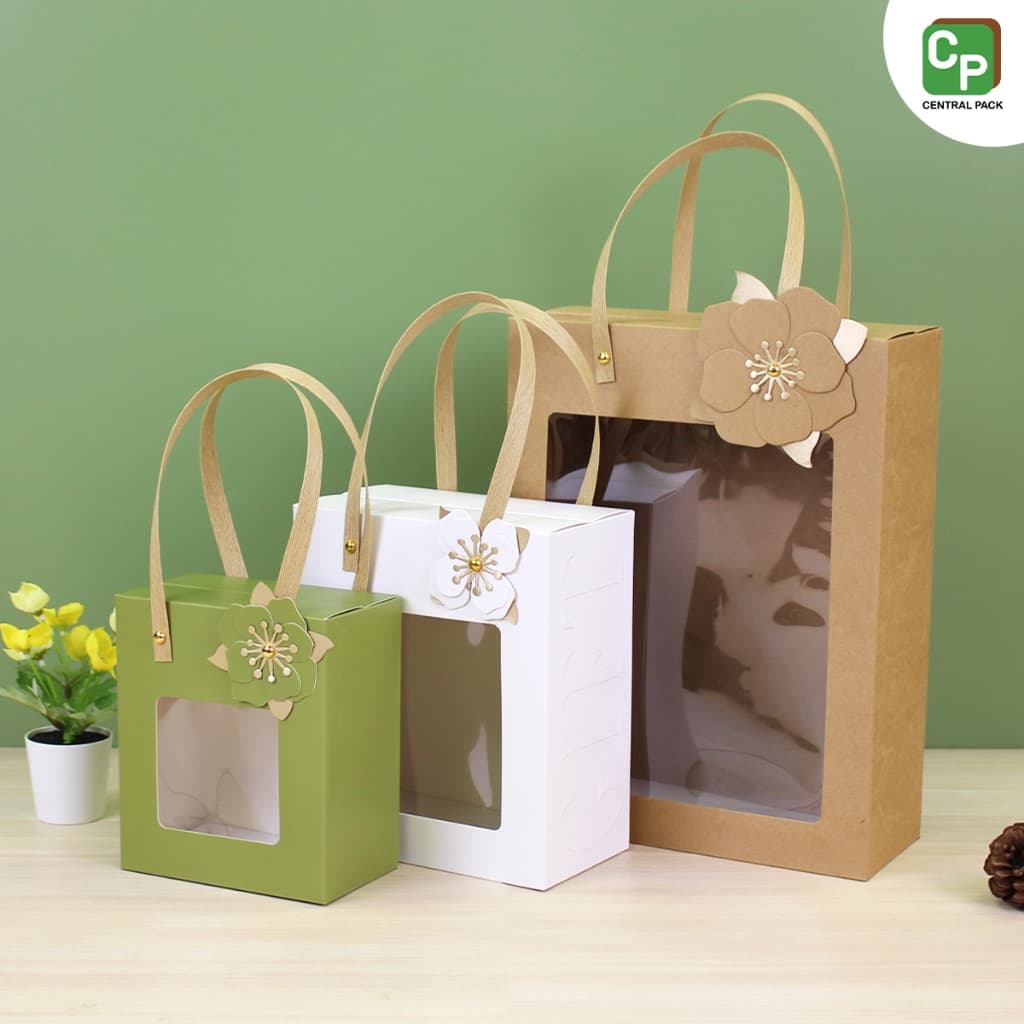 กล่องหูแข็งหน้าต่าง ดอกไม้ DIY กล่องใส่ของขวัญ ของฝาก ชุดกิ๊ฟเซทน้ำหอม ของรับไหว้ รูปที่ 2