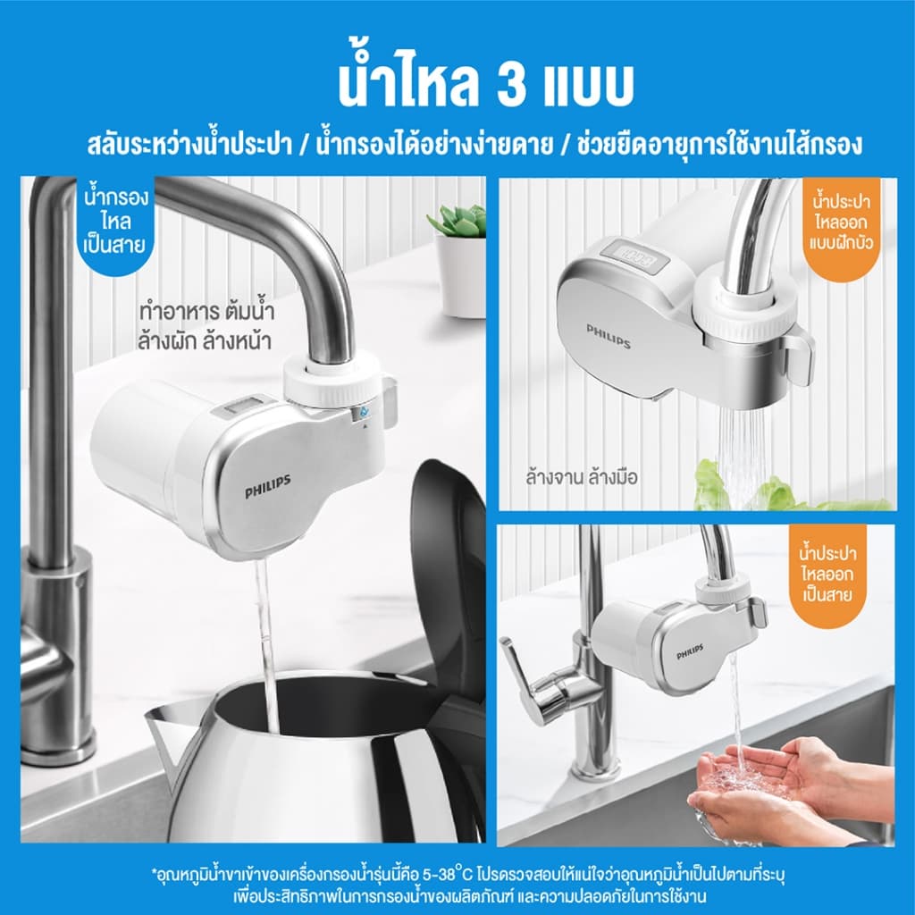 Philips Water AWP3705 เครื่องกรองน้ำหัวก๊อก กรองน้ำประปา กรองคลอรีน กรองน้ำดื่ม 3 ขั้นตอน ใช้งานได้ 1,000 ลิตร รูปที่ 5