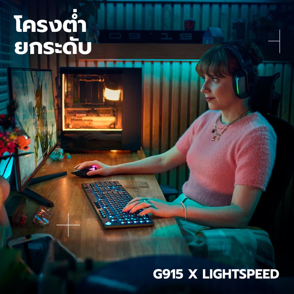 Logitech G915 X LIGHTSPEED Low-Profile Wireless Gaming Keyboard คีย์บอร์ดเกมมิ่งไร้สาย ไฟ RGB สวิตซ์ Tactile คีย์ TH/EN รูปที่ 3