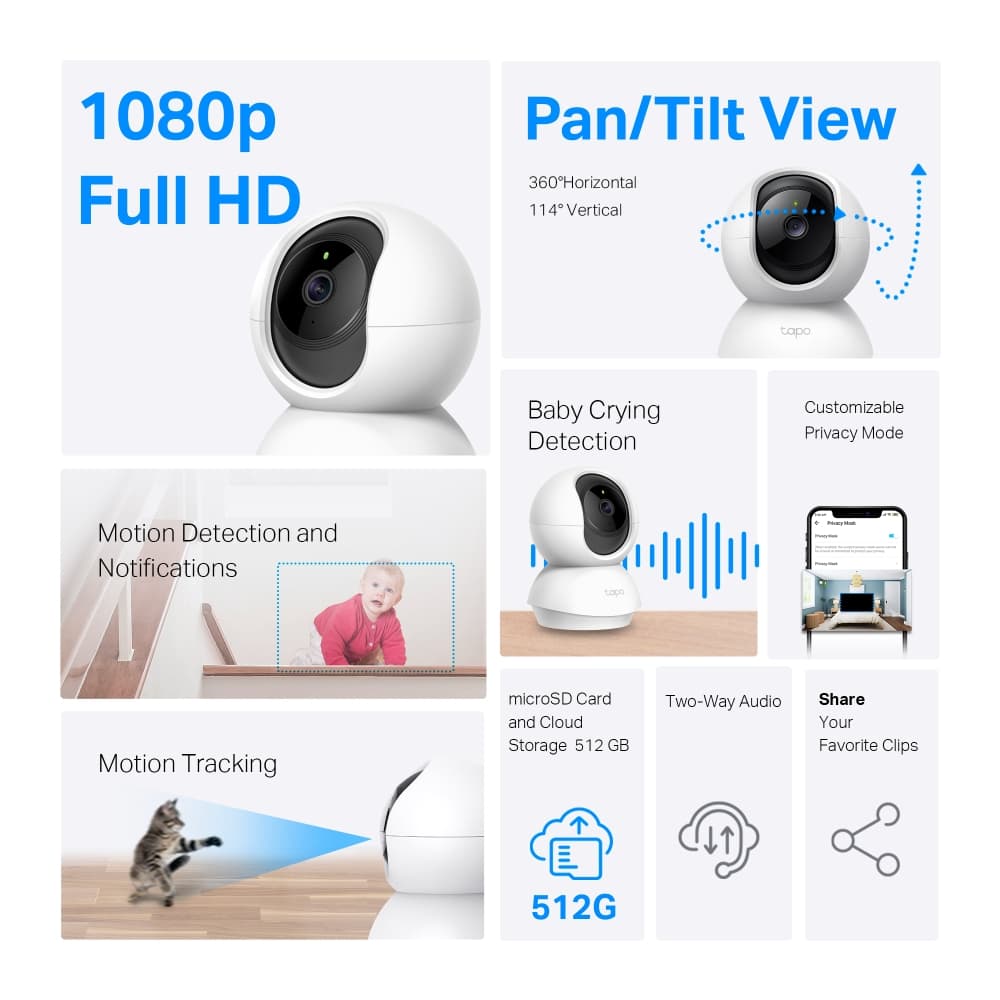 กล้องวงจรปิด WiFi หมุนได้ TP-Link Tapo C200C 1080P Full HD Night Vision ดูผ่านมือถือ รูปที่ 4