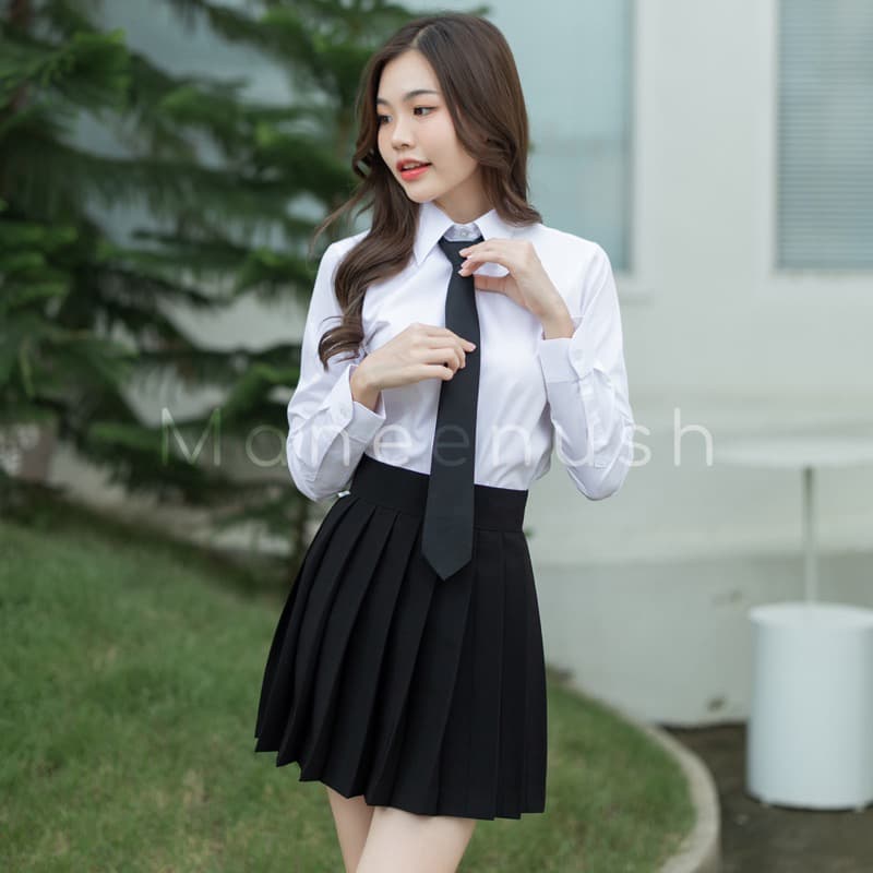 เนคไทสำเร็จรูป แบบซิป ผ้าลีวายเกรดA สีดำ/สีกรม รูปที่ 7