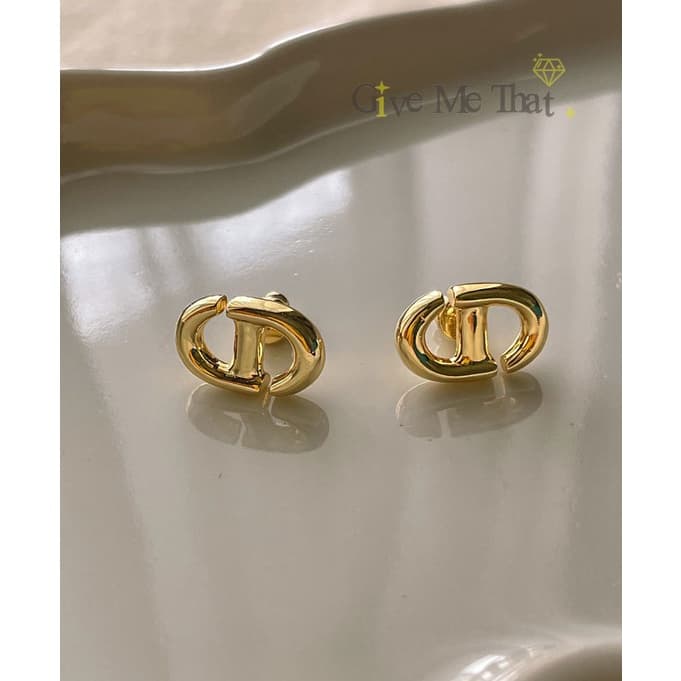 ต่างหูเงินแท้!!925 แบบห่วง วัสดุทองคำชุบ18K งานพรีเมี่ยม รุ่นCD งานHi-end พรีเมี่ยม สไตล์มินิมอล Minimal Givemethat รูปที่ 2