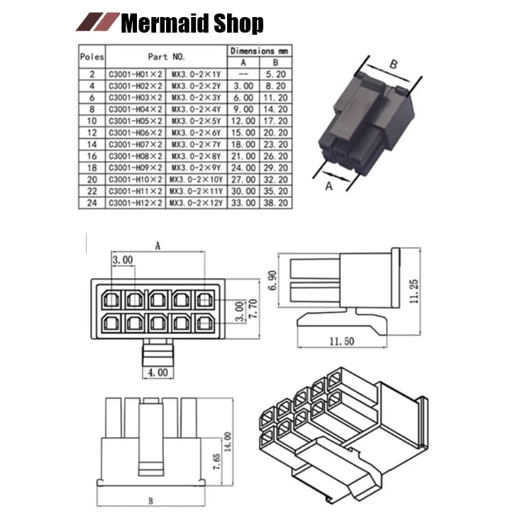 MX3.0 ปลั๊ก 2-24 ช่อง PCI-E Connector Terminal Crimp Pin Plug 5557 รูปที่ 3