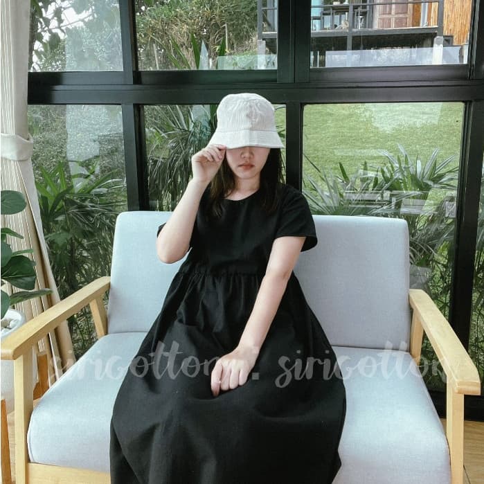 Empire waist dress : เดรสผ้าฝ้ายฟอกนุ่ม เชือกผูกปรับเข้ารูป มีกระเป๋าล้วง รูปที่ 3