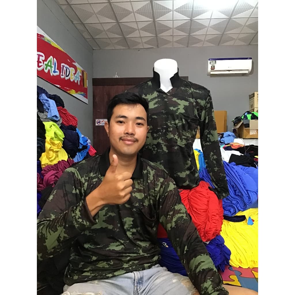 เสื้อลายพราง คอวีมีปก มีกระเป๋า พิมพ์ลายพิเศษ ฟรีไซส์44” หรือเทียบเท่าXL รูปที่ 3