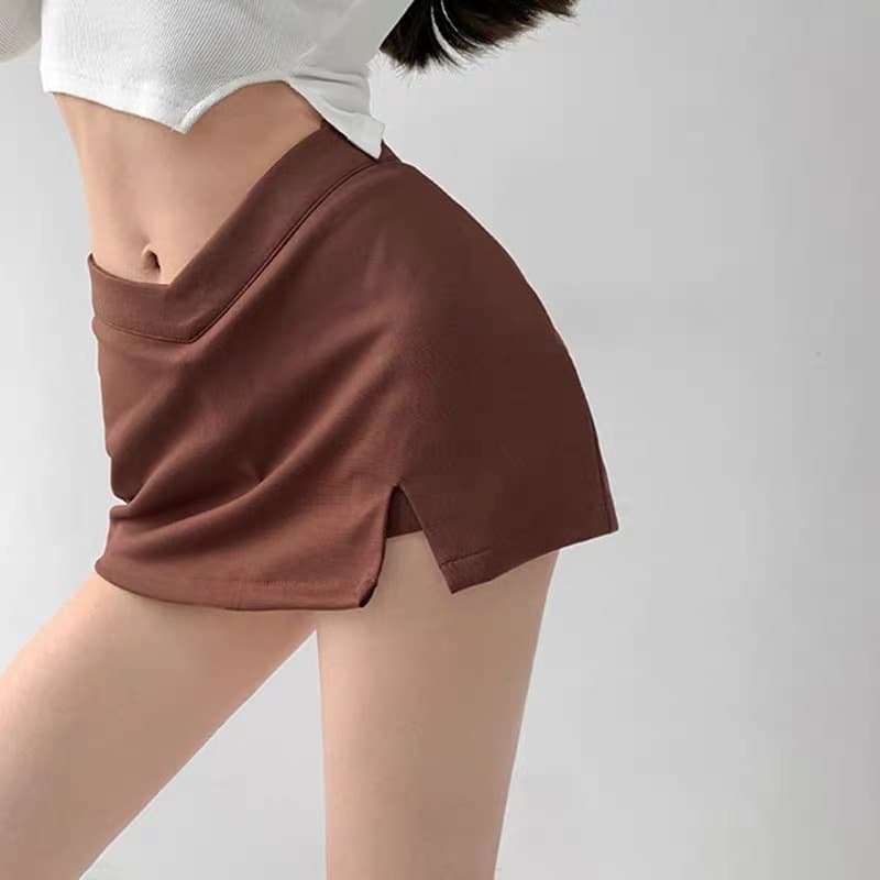 Cicishop กระโปรงสั้นทรงเอ ซับกางเกง ดีเทลเอวV ผ่าข้างใส่แล้วหุ่นสลิม สไตล์ฝรั่งเศษ รูปที่ 9