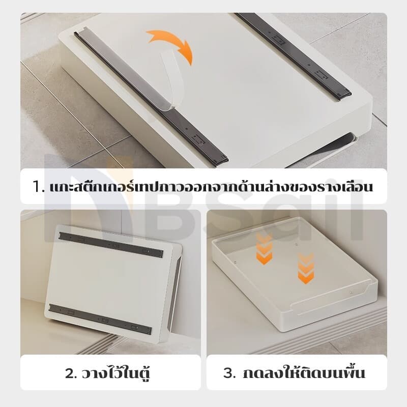 NBSail⭐ไม่ต้องเจาะรู⭐ชั้นวางจานแบบลิ้นชักพร้อมรางเลื่อน ชั้นวางจานสแตนเลส ตู้เก็บเครื่องปรุงบิวท์อิน ชั้นวางของในครัว รูปที่ 8