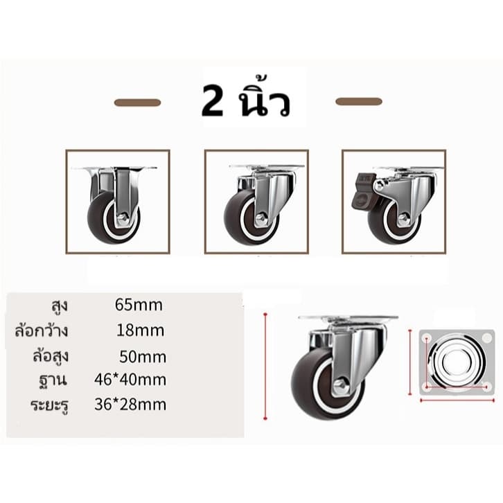 ล้อรถเข็น ยางTPR สำหรับเฟอนิเจอร์ โพลียูรีเทน ล้อเป็นแบบหมุนได้ ขนาด 2" สินค้า จากไทย รูปที่ 7