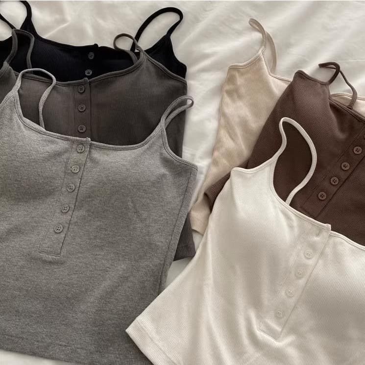เสื้อสายเดี่ยวผ้าร่องผ้านิ่มใส่สบายมีฟองน้ำในตัว สามารถใส่เเมทได้กับทุกสไตส์ รุ่น B-102 สินค้า จากไทย รูปที่ 5