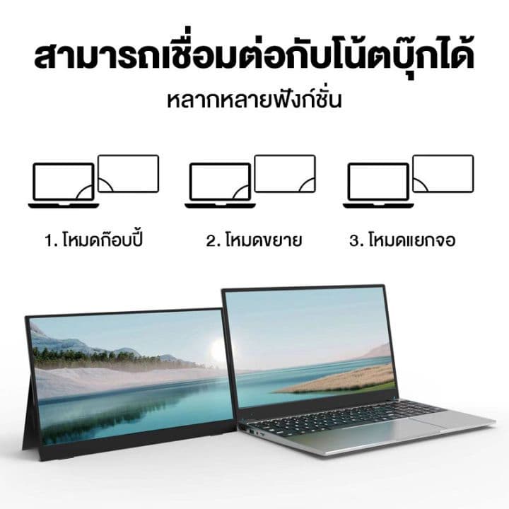 จอภาพแบบพกพา PORTABLE MONITOR 15.6นิ้ว 1080P IPS แบบพกพาลำโพงคู่ในตัวรองรับการใช้งานกับคอมพิวเตอร์แล็ปท็ เชื่อมต่อกับคอน รูปที่ 4