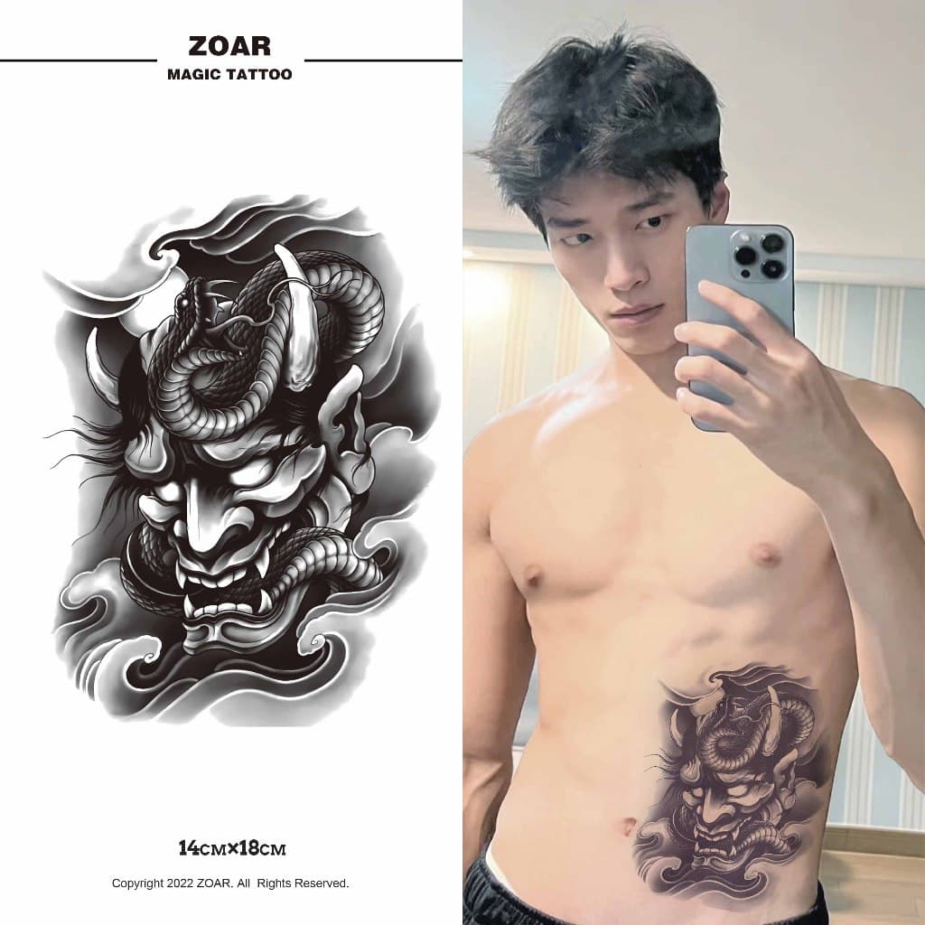 COD ส่งจากไทยแทททู ZOARL19 Magic tattoo สติ๊กเกอร์รอยสัก กันน้ำรอยสัก ลายสัก 15 วัน สีดำ รูปที่ 7