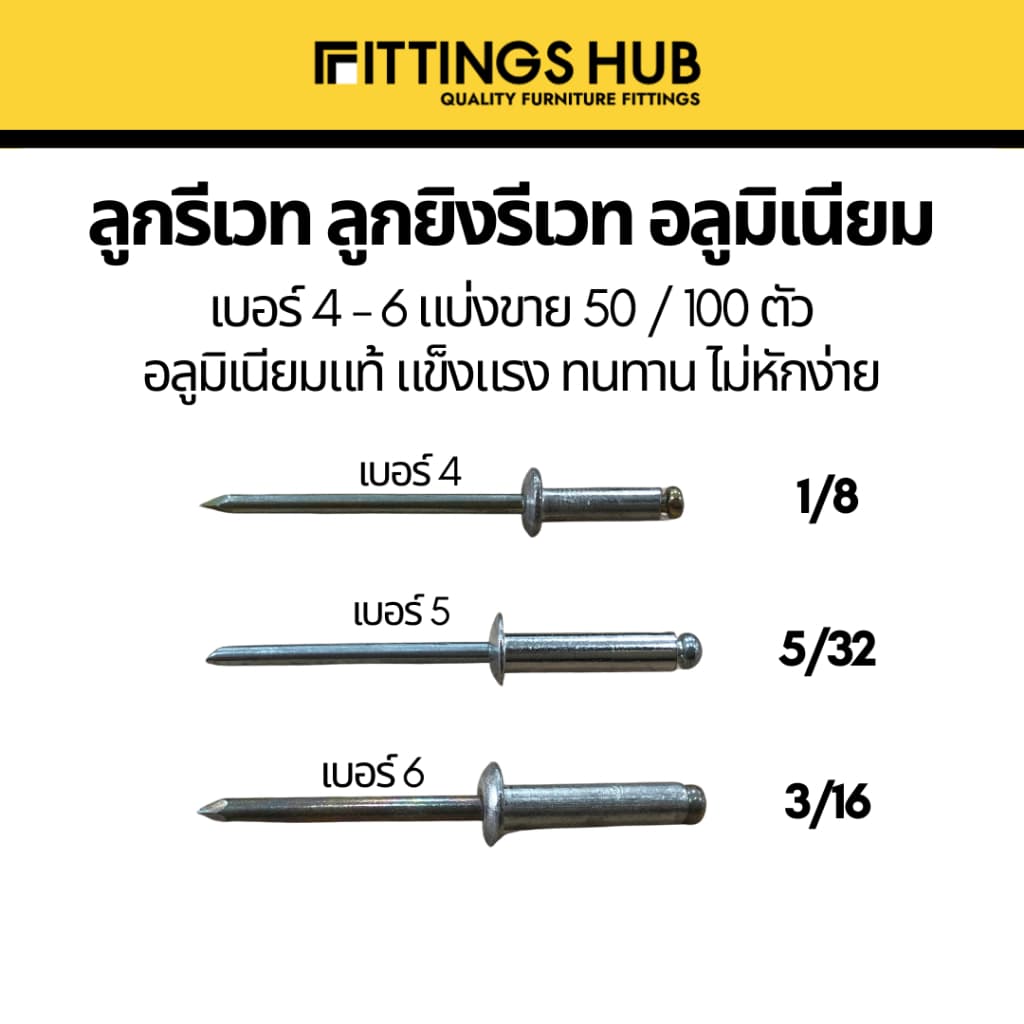 รีเวท ลูกรีเวทอลูมิเนียม แบ่งขาย เบอร์6 รูปที่ 1