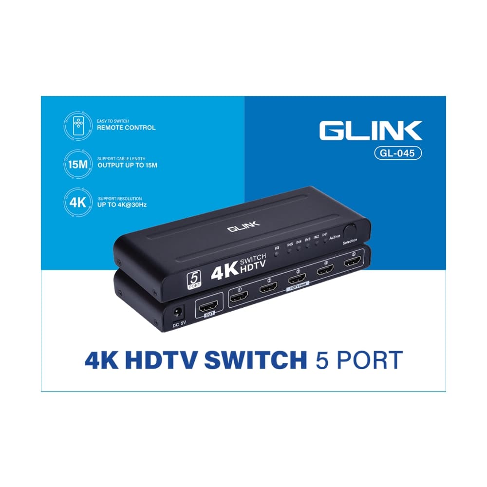 Glink GL-045 HDTV Switch 5 in 1 Out 4K 30Hz อุปกรณ์สลับสัญญาณภาพ เข้า 5 ออก 1 รูปที่ 4