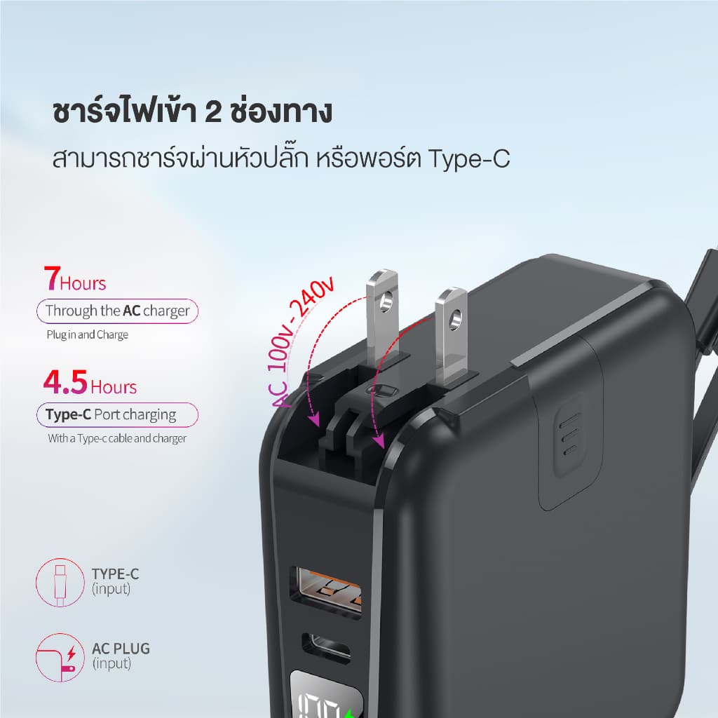 ACMIC W15 15000mAh/ APC20-02PD 20000mAh/ APC10-08PD 10000mAh / APC10-03PD พาวเวอร์แบงค์ชาร์จเร็วPD20W รูปที่ 3