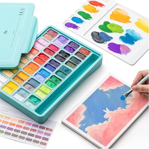 Miya Himi Gouache การตั้งค่า 36/48สี×12 กรัม ถ้วยเปิดคู่ Poster Colour สีน้ำและโปสเตอร์ ปลอดสารพิษสีสันสดใส เคสแบบพกพา รูปที่ 4
