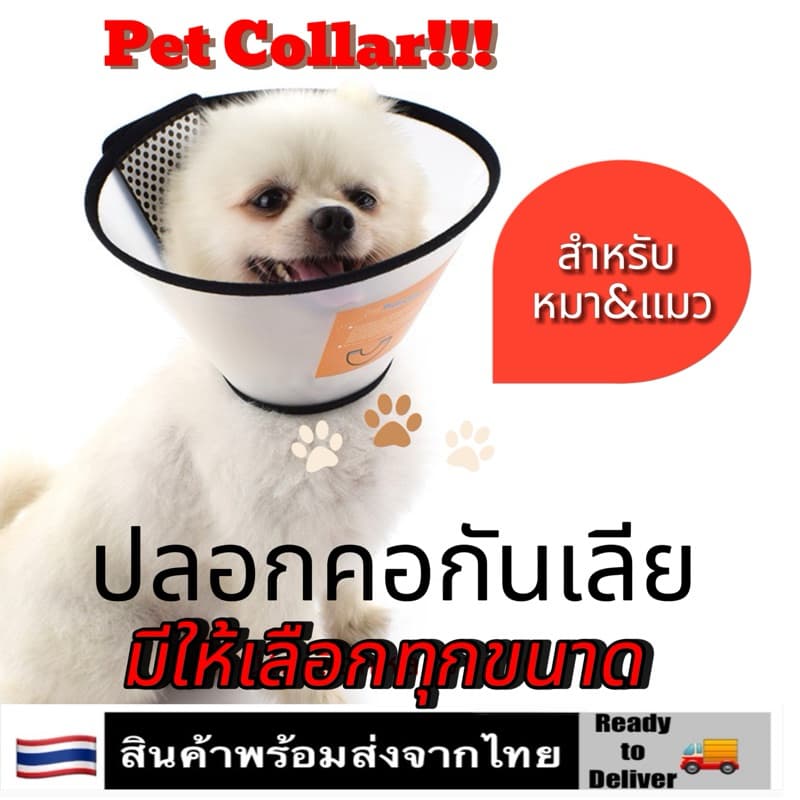 ถูกที่สุด ปลอกคอกันเลีย คอลล่าแมวคอลล่าสุนัข Pet collar E Collar Wound Healing Protection Cover รูปที่ 1
