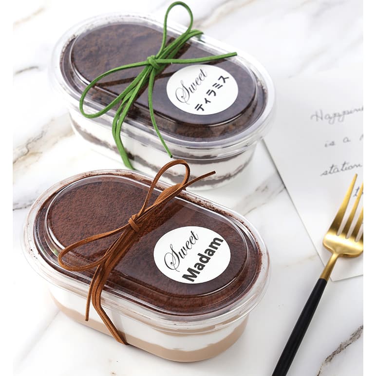 กล่องพลาสติกใสวงรี พร้อมฝาปิด 450ml. จำนวน 50 ใบ *ไม่รวมโบว์* ในไทย กล่องมูสเค้ก รูปที่ 1