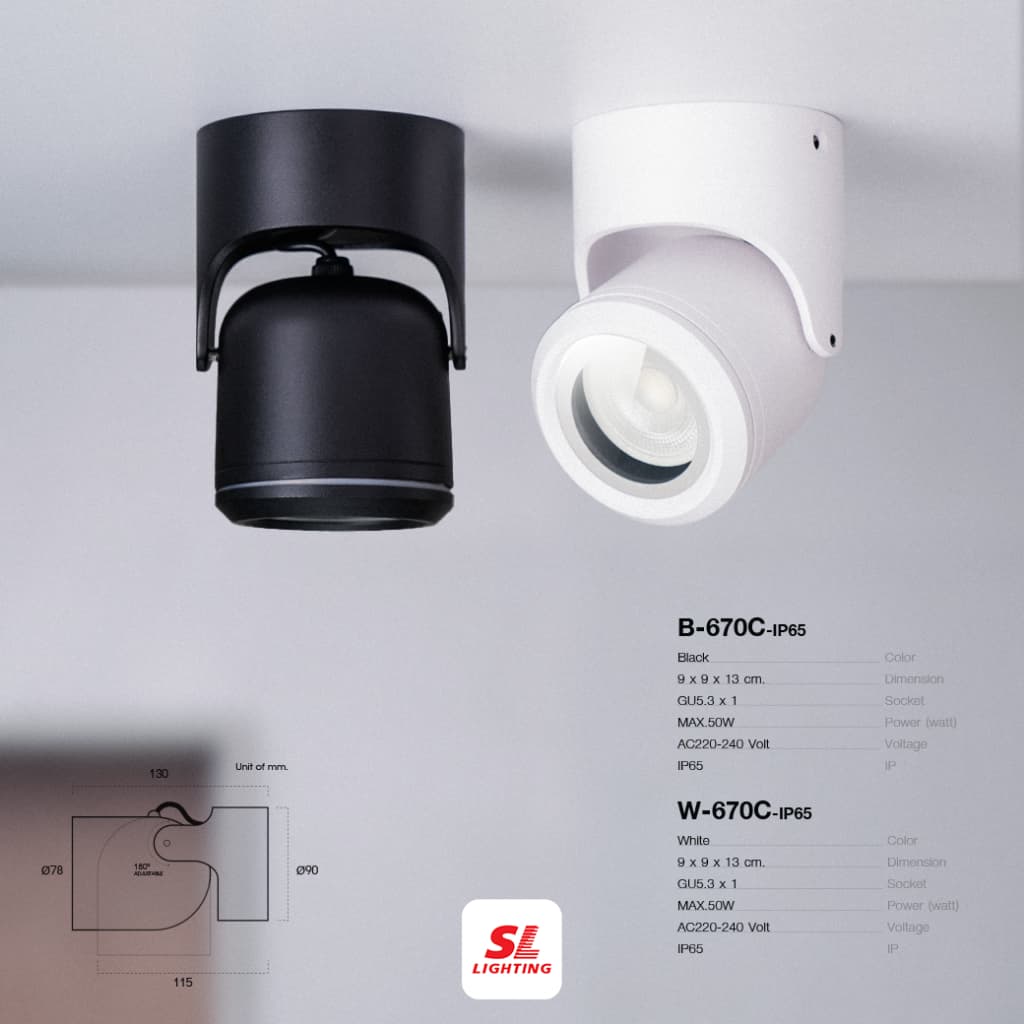 SL LIGHTING | Exterior Track Light Surface Mounted โคมไฟแทร็คไลท์กันน้ำ IP65 ขั้ว GU5.3 รุ่น 670C-IP65 รูปที่ 3