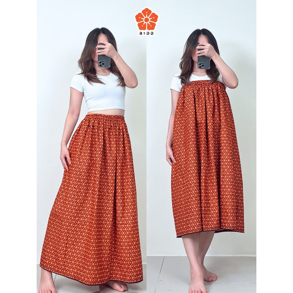 ผ้าถุงอาบน้ำ ลายไทย กระโจมอก ผ้าขนหนู เสื้อคลุม ชุดคลุมอาบน้ำ กระโปรงผ้าถุง เข้าค่าย เอวยางยืด รูปที่ 5