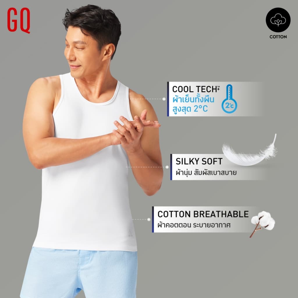 GQ Innerwear - Cool Tech™+ Tank Top เสื้อกล้ามทับใน ผ้าเย็นทั้งผืน สูงสุด 2 องศา รูปที่ 4