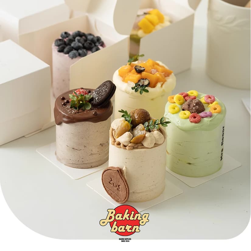 Baking Barn ปอนด์ ขาวล้วน ทรงสูง ขนาด10x10x10 ซม. cake box กล่องเค้ก พร้อมฐานรองเค้ก รูปที่ 2