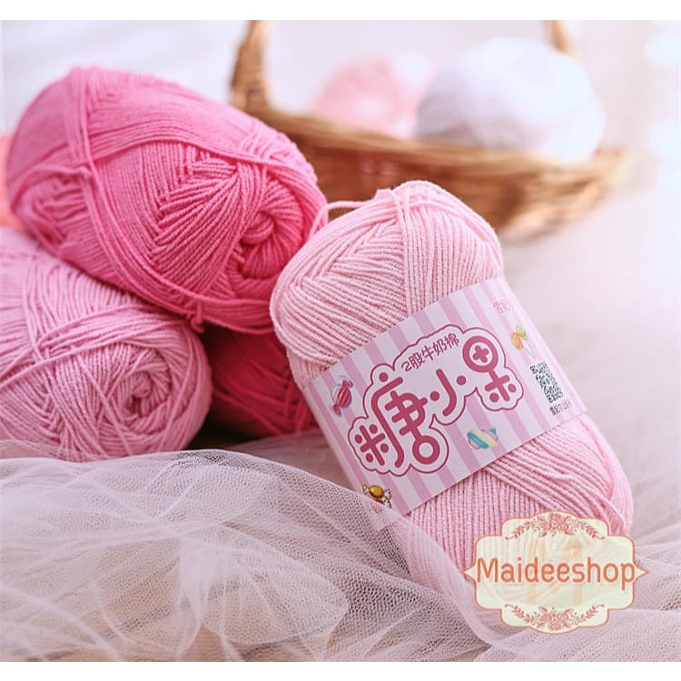 ไหมพรมคอตตอน+อะคริลิค 2Ply เกรดพรีเมี่ยม ไหมพรมเส้นเล็ก 1.3-1.5 mm. น้ำหนัก 40กรัม ไหมมีความนิ่ม นุ่ม ไม่ขึ้นขนค่ะ รูปที่ 3