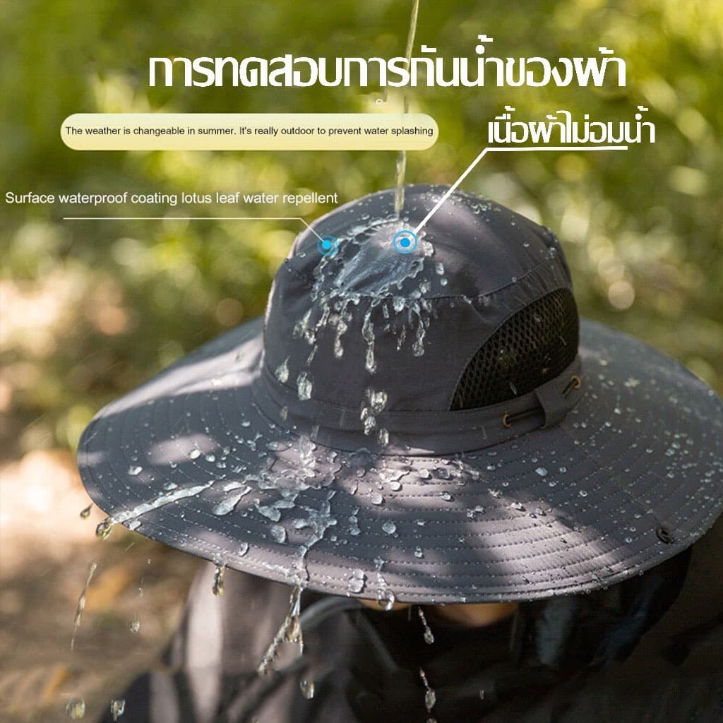หมวกกันแดดแท้ หมวกปีกกว้างกันแดด 360องศาUPF50+ กันยูวี กันน้ำ กันความร้อน ถอดได้ ระบายความร้อนเร็ว ใส่ได้ทั้งชายและหญิง รูปที่ 3