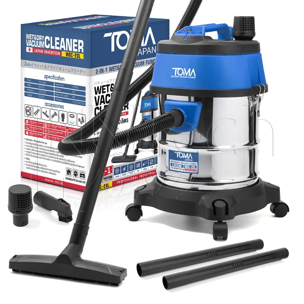 TOMA JAPAN เครื่องดูดฝุ่น 20 ลิตร 1,800 วัตต์ Wet & Dry Vacuum Cleaner รุ่น WDC-20L ถังสแตนเลส ดูดเปียก ดูดแห้ง รูปที่ 8