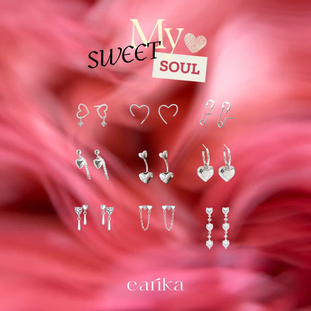 earika.earrings - my sweet soul ต่างหูห้อยหัวใจก้านเงินแท้ชุบทองคำขาว ผิวแพ้ง่ายใส่ได้ รูปที่ 1