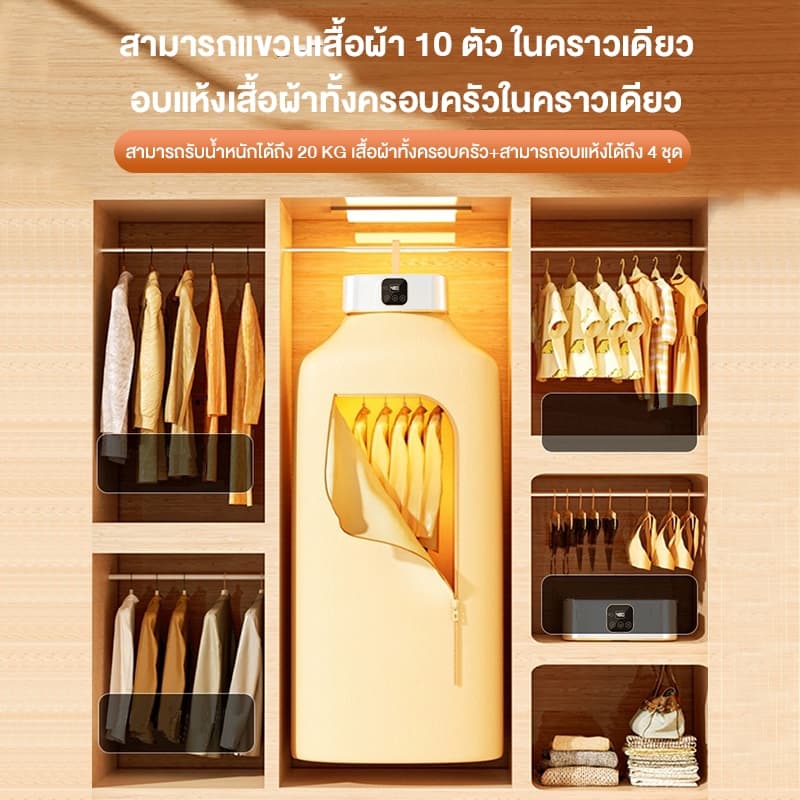 CAMEL เครื่องอบผ้า เครื่องอบผ้าแบบพกพา 600W บเก็บได้ ลมแรง ผ้าแห้งไวลดกลิ่นอั ที่อบผ้าแห้ง รูปที่ 6
