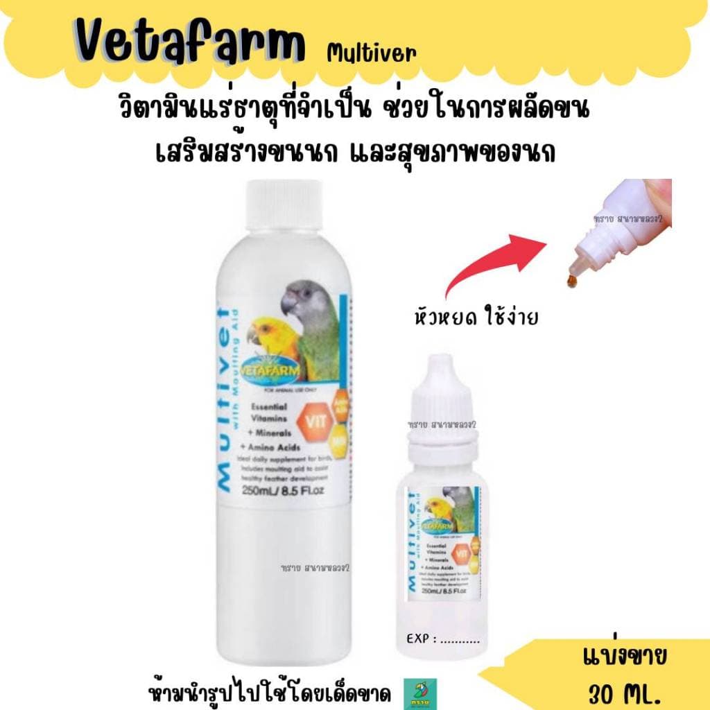 Vetafarm Multivet วิตามิน+แร่ธาตุที่จำเป็น ที่ช่วยในการผลัดขน วิตามินนกแก้ว รูปที่ 1