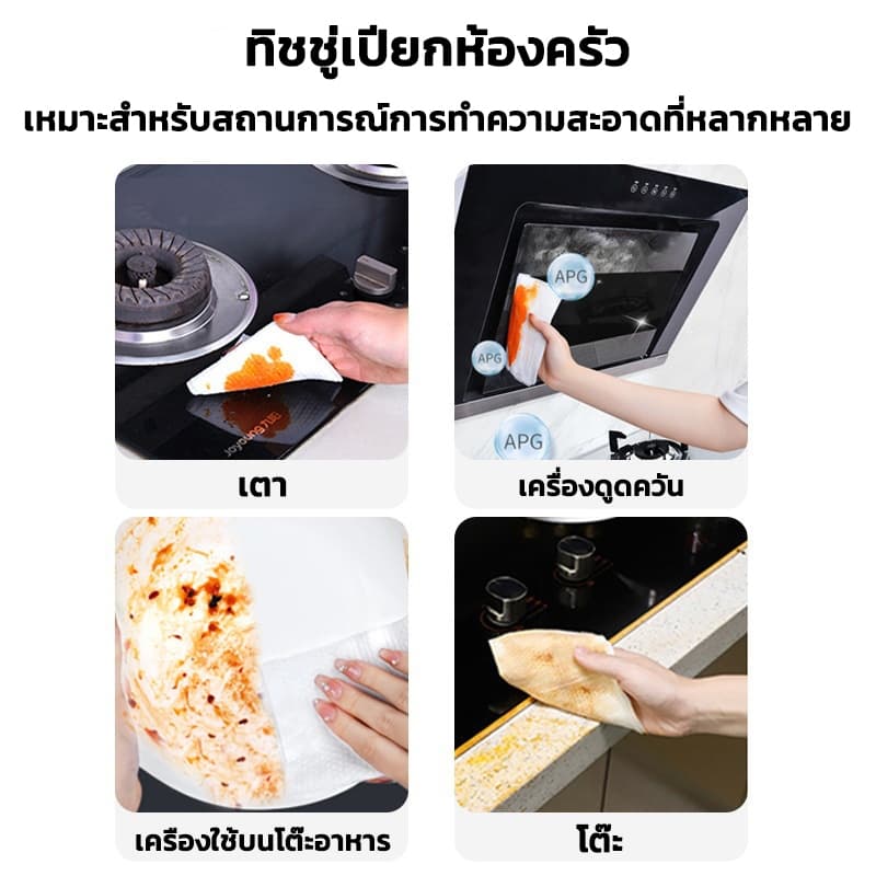 ทิชชู่เปียกห้องครัว แผ่นทำความสะอาดครัว กลิ่นเลมอน มีน้ำยาในตัว ขจัดคราบมัน เช็คเครื่องต่างๆในครัว ห่อละ40แผ่น รูปที่ 3