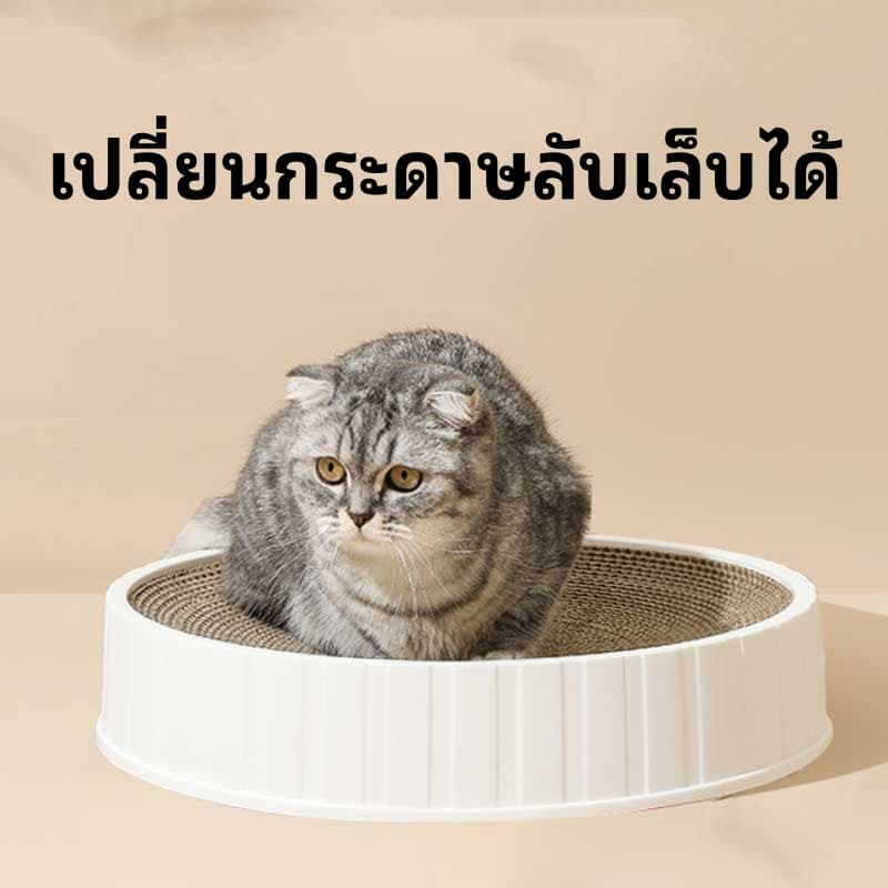 ที่ลับเล็บแมว ที่นอนแมว 2 in 1 ทรงกลม เปลี่ยนกระดาษลับเล็บได้ ที่ฝนเล็บแมว บ้านแมว ของเล่นแมว รูปที่ 3