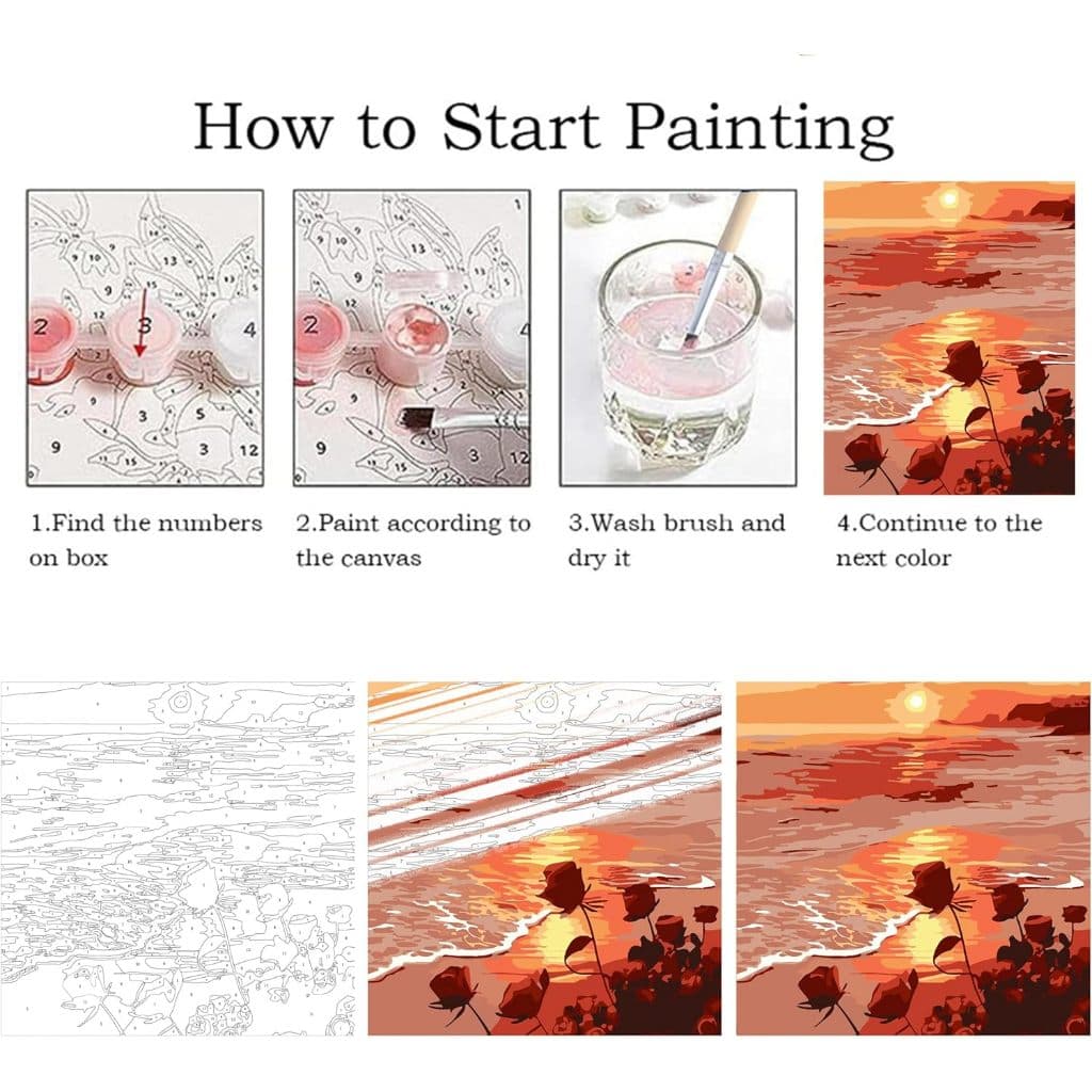 ระบายสีตามตัวเลข ภาพวาดตกแต่งอะคริลิก ของขวัญเด็ก กระตุ้นจินตนาการ มีให้เลือกหลายแบบ รูปที่ 8