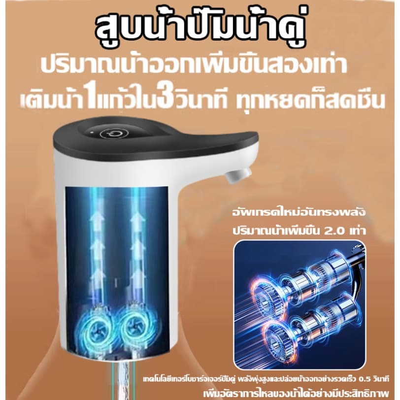 รับประกันคุณภาพ10ปี ที่กดน้ำดื่มอัตโนมัติ ชาร์จ1ครั้งใช้งานได้180วัน เครื่องดูดน้ำอัตโนมัติ ที่กดน้ำ จาก ถังน้ำดื่ม รูปที่ 7