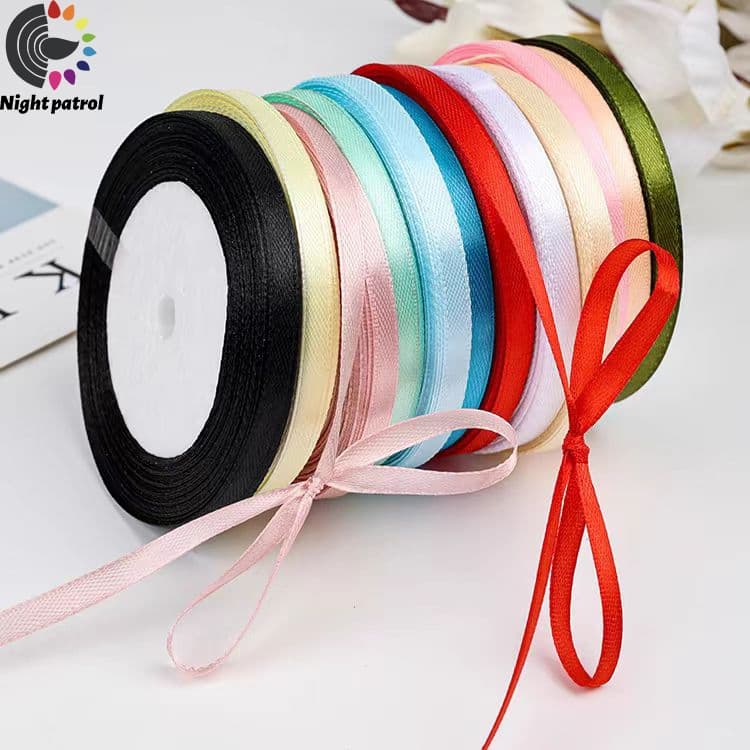 ริบบิ้นผ้าซาติน หน้ากว้าง 0.6 ยาว 25 หลา/ม้วน สําหรับตกแต่งงานหัตถกรรม 50สี รูปที่ 6