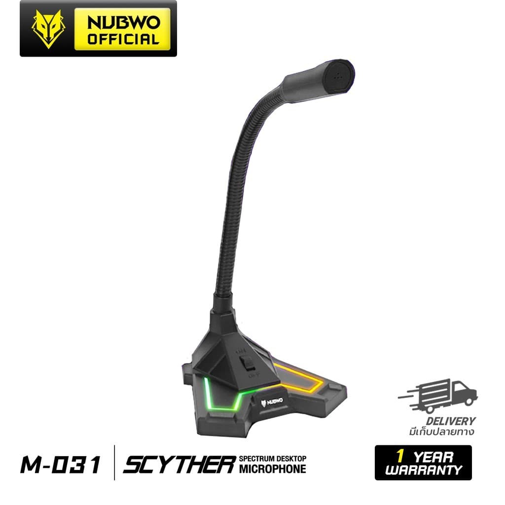NUBWO ไมโครโฟน ดีไซน์โฉบเฉี่ยว สวยงาม ฐานของไมค์ตกแต่งด้วยไฟ RGB Spectrum รุ่น M-31 Scyther รับประกัน 1 ปี รูปที่ 8