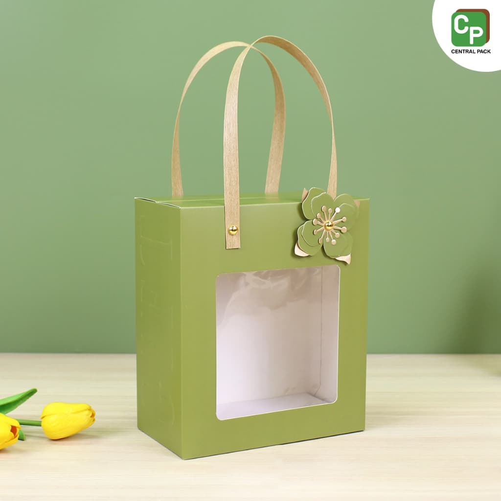 กล่องหูแข็งหน้าต่าง ดอกไม้ DIY กล่องใส่ของขวัญ ของฝาก ชุดกิ๊ฟเซทน้ำหอม ของรับไหว้ รูปที่ 5