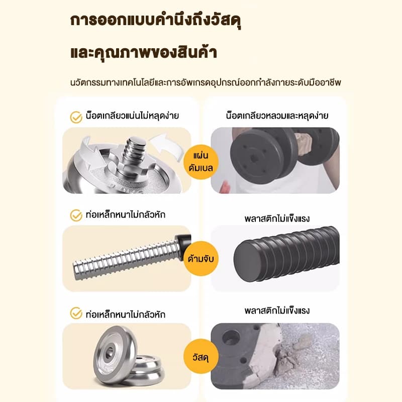 ดรัมเบล ชุดดัมเบล Dumbbell โครเมี่ยม น้ำหนัก15KG 20KG 30KG 50KGกิโลกรัม พร้อมข้อต่อ ปรับน้ำหนัก ดำเบลยกน้ำหนัก ยกน้ำหนัก รูปที่ 6