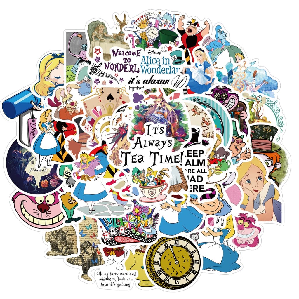 Disney Princess ดิสนี่ย์ ปริ๊นเซส 50แผ่น กันน้ำ สติ๊กเกอร์ Alice in Wonderland อลิซในแดนมหัศจรรย์ sticker รูปที่ 2
