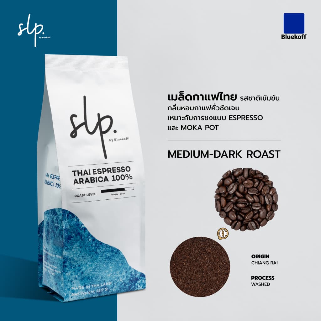 Bluekoff Thai Espresso Arabica 100% แบรนด์ SLP คั่วสด ระดับคั่วกลางค่อนเข้ม รูปที่ 3