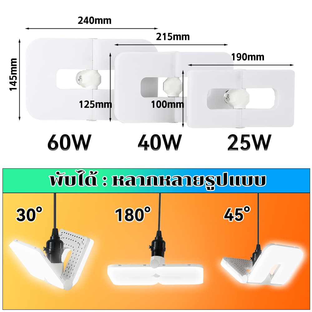 SEEDIQ หลอดไฟ LED Hight light Bulb ใช้ไฟ220V ขั้ว E27 25 40 60W หลอดไฟพับ 6500K การป้องกันดวงตา หลอดไฟฟ้า LED Bulbs รูปที่ 7