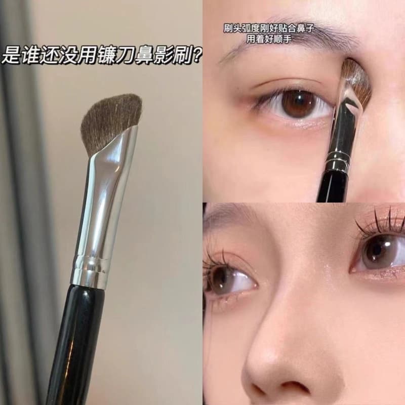 แปรงแต่งหน้า สําหรับแต่งคอนซีลเลอร์ คอนทัวร์ จมูก ตา หัวเฉียง ขนปุยนุ่ม แม่นยํา มืออาชีพ ไฮไลท์ แบบพกพา รูปที่ 1